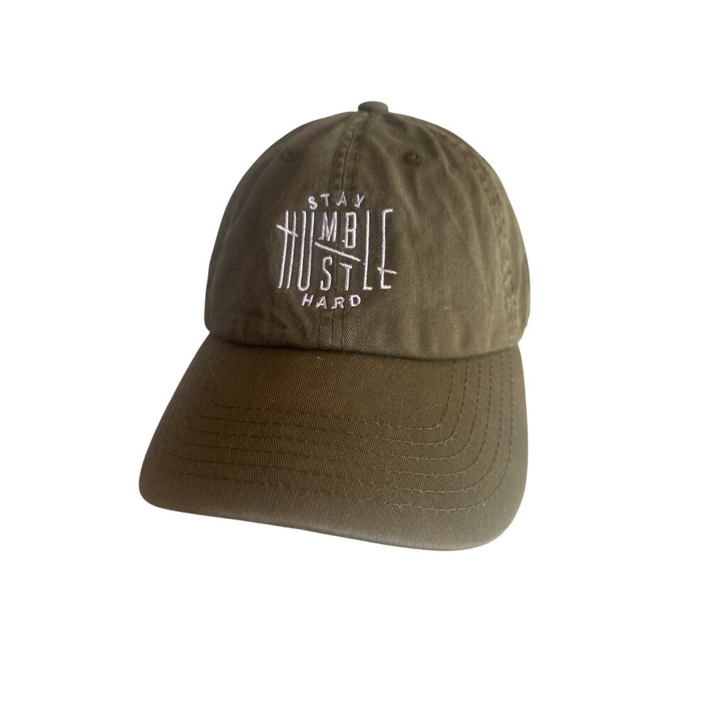 Stay Humble Hustle Hard Olive Green Cotton Baseball Cap Adjustable Strap‎